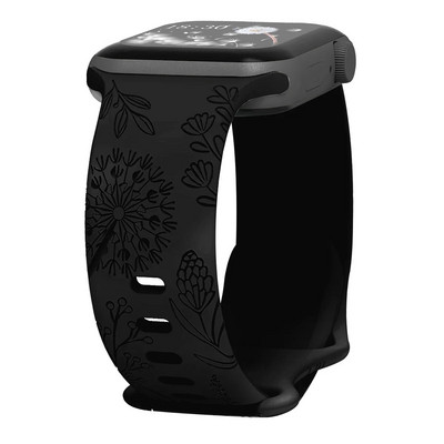 Floral Sport Strap σιλικόνης για Apple Watch 49mm 45mm 44mm 38mm 40mm 41mm Χαραγμένο λουράκι για iWatch Series Ultra 2/9/8/7/6/5/4/3