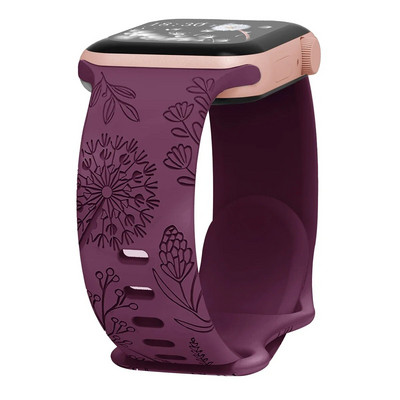 Floral Sport Strap σιλικόνης για Apple Watch 49mm 45mm 44mm 38mm 40mm 41mm Χαραγμένο λουράκι για iWatch Series Ultra 2/9/8/7/6/5/4/3