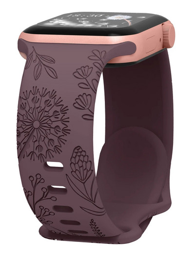 Floral Sport Strap σιλικόνης για Apple Watch 49mm 45mm 44mm 38mm 40mm 41mm Χαραγμένο λουράκι για iWatch Series Ultra 2/9/8/7/6/5/4/3