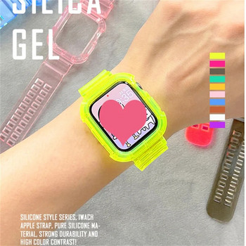 Glacier Transparent Strap+Case For Apple Watch Series 8 7 SE 6 5 For Iwatch Band 49mm 45mm 41mm 40mm 44 42mm 38 Sports Bracelet