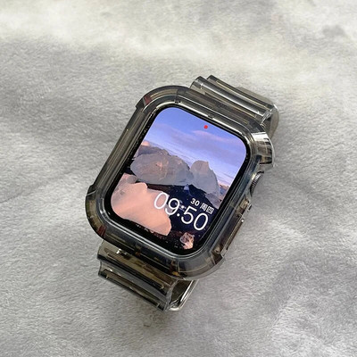 Glacier caurspīdīga siksniņa + korpuss Apple Watch Series 8 7 SE 6 5 priekš Iwatch Band 49mm 45mm 41mm 40mm 44 42mm 38 sporta aproce