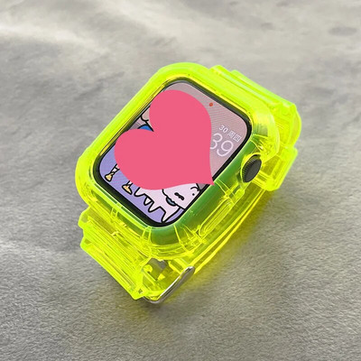 Glacier caurspīdīga siksniņa + korpuss Apple Watch Series 8 7 SE 6 5 priekš Iwatch Band 49mm 45mm 41mm 40mm 44 42mm 38 sporta aproce