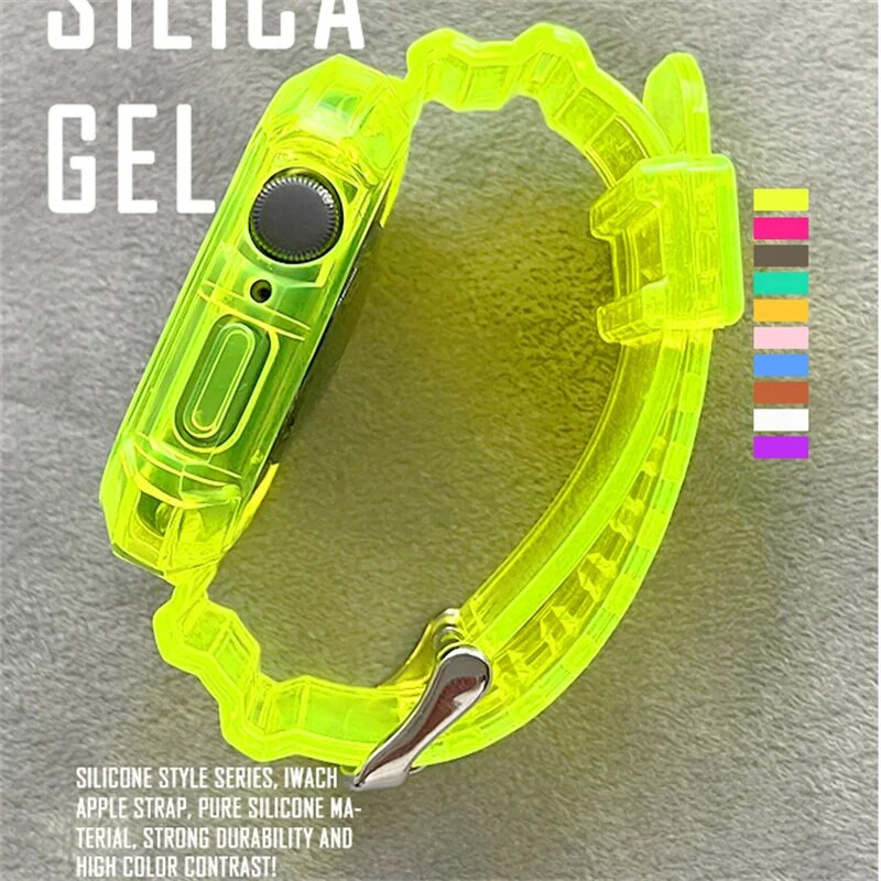 Glacier caurspīdīga siksniņa + korpuss Apple Watch Series 8 7 SE 6 5 priekš Iwatch Band 49mm 45mm 41mm 40mm 44 42mm 38 sporta aproce