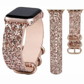 Δερμάτινο λουράκι για Apple Watch Band Ultra 49mm 38mm 40mm Γυναικεία 42mm 44mm 41mm 45mm Glitter Bracelet i Watch Series 7 8 6 5 4 3 2