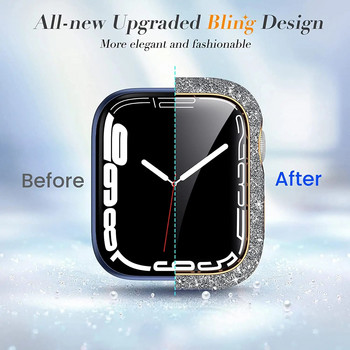 Bling Case за Apple Watch series 8 7 6 5 4 41mm 45mm Protector Diamond iWatch Protective PC Bumper Glitter Дамски аксесоари