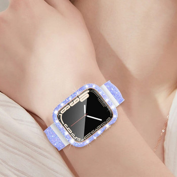 Θήκη Bling για Apple Watch series 8 7 6 5 4 41mm 45mm Protector Diamond iWatch Protective PC Bumper Glitter Γυναικεία αξεσουάρ