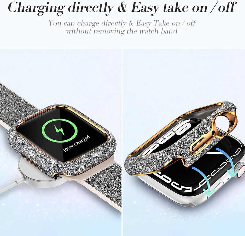 Θήκη Bling για Apple Watch series 8 7 6 5 4 41mm 45mm Protector Diamond iWatch Protective PC Bumper Glitter Γυναικεία αξεσουάρ