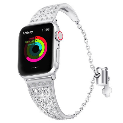 Μεταλλικές ζώνες Bling συμβατές με Apple Watch Band iwatch SE Series Ultra 8 7 6 5 4 3 2 1 Βραχιόλι με διαμάντια κοσμήματα