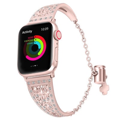 Μεταλλικές ζώνες Bling συμβατές με Apple Watch Band iwatch SE Series Ultra 8 7 6 5 4 3 2 1 Βραχιόλι με διαμάντια κοσμήματα