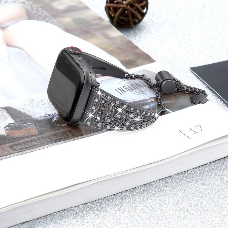 Μεταλλικές ζώνες Bling συμβατές με Apple Watch Band iwatch SE Series Ultra 8 7 6 5 4 3 2 1 Βραχιόλι με διαμάντια κοσμήματα