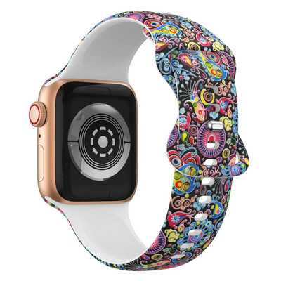 Λουράκι σιλικόνης για Apple Watch ultra 49mm 44mm 40mm 3mm 42mm 42mm 45mm Εκτυπωμένο αθλητικό βραχιόλι iWatch series 7 3 4 5 6 se 8 band