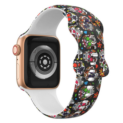 Λουράκι σιλικόνης για Apple Watch ultra 49mm 44mm 40mm 3mm 42mm 42mm 45mm Εκτυπωμένο αθλητικό βραχιόλι iWatch series 7 3 4 5 6 se 8 band
