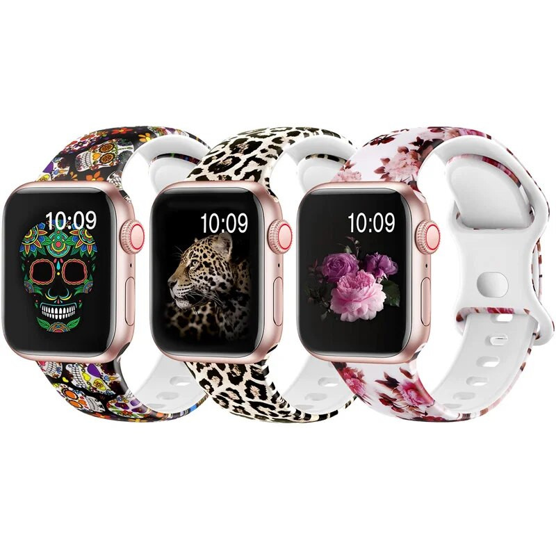 Λουράκι σιλικόνης για Apple Watch ultra 49mm 44mm 40mm 3mm 42mm 42mm 45mm Εκτυπωμένο αθλητικό βραχιόλι iWatch series 7 3 4 5 6 se 8 band