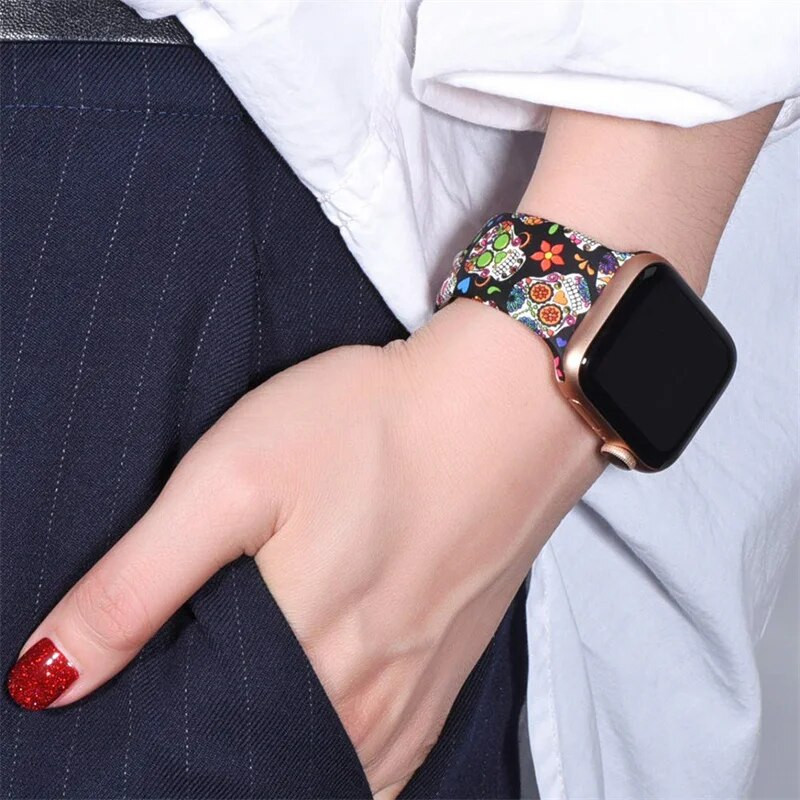 Λουράκι σιλικόνης για Apple Watch ultra 49mm 44mm 40mm 3mm 42mm 42mm 45mm Εκτυπωμένο αθλητικό βραχιόλι iWatch series 7 3 4 5 6 se 8 band