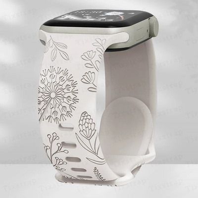 Skull Engraved Strap For Apple Watch Band Ultra 2 49mm 45 44 40 41 42 38mm Floral Silicone Bracelet For iWatch Series 8 9 765 SE