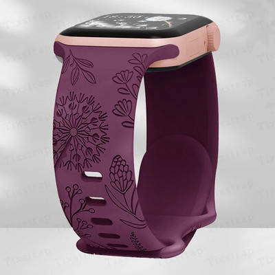 Skull Engraved Strap For Apple Watch Band Ultra 2 49mm 45 44 40 41 42 38mm Floral Silicone Bracelet For iWatch Series 8 9 765 SE