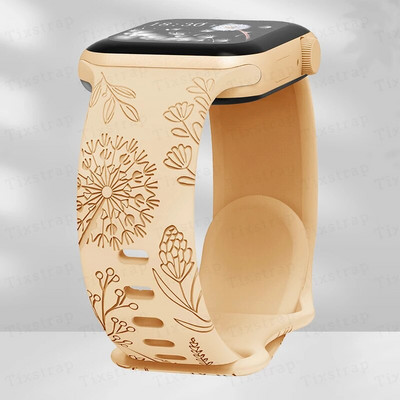 Skull Engraved Strap For Apple Watch Band Ultra 2 49mm 45 44 40 41 42 38mm Floral Silicone Bracelet For iWatch Series 8 9 765 SE