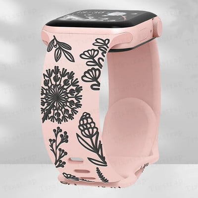 Skull Engraved Strap For Apple Watch Band Ultra 2 49mm 45 44 40 41 42 38mm Floral Silicone Bracelet For iWatch Series 8 9 765 SE