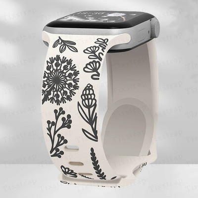 Skull Engraved Strap For Apple Watch Band Ultra 2 49mm 45 44 40 41 42 38mm Floral Silicone Bracelet For iWatch Series 8 9 765 SE