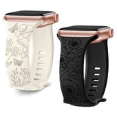 Λουράκι για Apple Watch Band 44mm 42mm 41mm 40mm 45mm 49mm 44 mm Βραχιόλι με floral χαραγμένο correa iwatch series 9 7 SE 6 8 Ultra 2