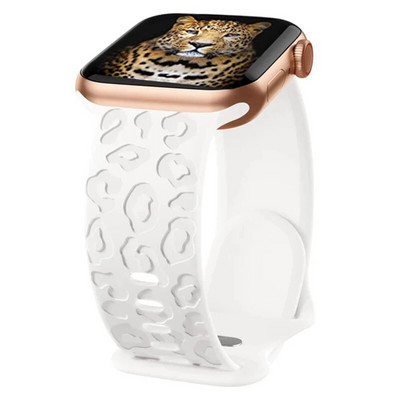 Κοίλο λουράκι σιλικόνης για iWatch Series 8 7 6 5 4 3 SE Leopard Χαραγμένο λουράκι για Apple Watch Band 38 40 42 44 45 49mm βραχιόλι