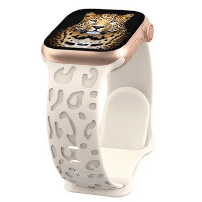 Κοίλο λουράκι σιλικόνης για iWatch Series 8 7 6 5 4 3 SE Leopard Χαραγμένο λουράκι για Apple Watch Band 38 40 42 44 45 49mm βραχιόλι