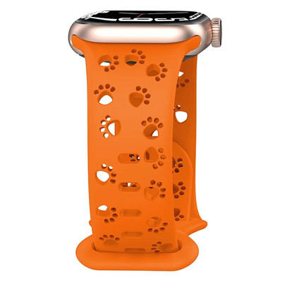 Κοίλο λουράκι σιλικόνης για iWatch Series 8 7 6 5 4 3 SE Leopard Χαραγμένο λουράκι για Apple Watch Band 38 40 42 44 45 49mm βραχιόλι