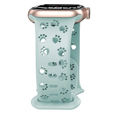 Κοίλο λουράκι σιλικόνης για iWatch Series 8 7 6 5 4 3 SE Leopard Χαραγμένο λουράκι για Apple Watch Band 38 40 42 44 45 49mm βραχιόλι