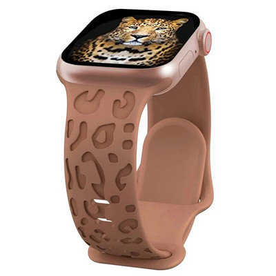 Κοίλο λουράκι σιλικόνης για iWatch Series 8 7 6 5 4 3 SE Leopard Χαραγμένο λουράκι για Apple Watch Band 38 40 42 44 45 49mm βραχιόλι