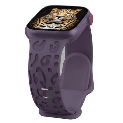 Κοίλο λουράκι σιλικόνης για iWatch Series 8 7 6 5 4 3 SE Leopard Χαραγμένο λουράκι για Apple Watch Band 38 40 42 44 45 49mm βραχιόλι