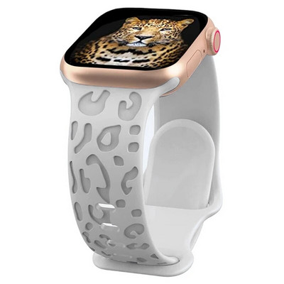 Κοίλο λουράκι σιλικόνης για iWatch Series 8 7 6 5 4 3 SE Leopard Χαραγμένο λουράκι για Apple Watch Band 38 40 42 44 45 49mm βραχιόλι