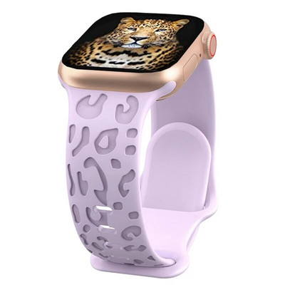 Κοίλο λουράκι σιλικόνης για iWatch Series 8 7 6 5 4 3 SE Leopard Χαραγμένο λουράκι για Apple Watch Band 38 40 42 44 45 49mm βραχιόλι