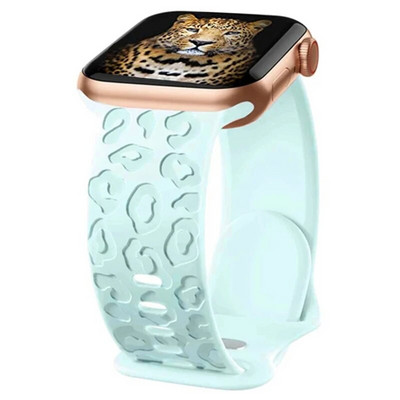 Κοίλο λουράκι σιλικόνης για iWatch Series 8 7 6 5 4 3 SE Leopard Χαραγμένο λουράκι για Apple Watch Band 38 40 42 44 45 49mm βραχιόλι