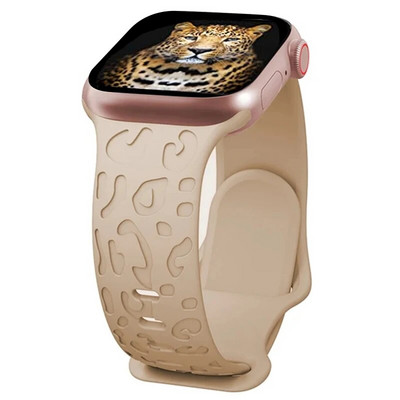 Κοίλο λουράκι σιλικόνης για iWatch Series 8 7 6 5 4 3 SE Leopard Χαραγμένο λουράκι για Apple Watch Band 38 40 42 44 45 49mm βραχιόλι