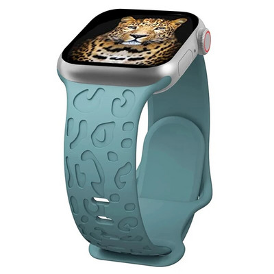 Κοίλο λουράκι σιλικόνης για iWatch Series 8 7 6 5 4 3 SE Leopard Χαραγμένο λουράκι για Apple Watch Band 38 40 42 44 45 49mm βραχιόλι