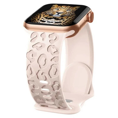 Κοίλο λουράκι σιλικόνης για iWatch Series 8 7 6 5 4 3 SE Leopard Χαραγμένο λουράκι για Apple Watch Band 38 40 42 44 45 49mm βραχιόλι