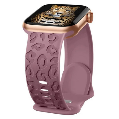 Κοίλο λουράκι σιλικόνης για iWatch Series 8 7 6 5 4 3 SE Leopard Χαραγμένο λουράκι για Apple Watch Band 38 40 42 44 45 49mm βραχιόλι