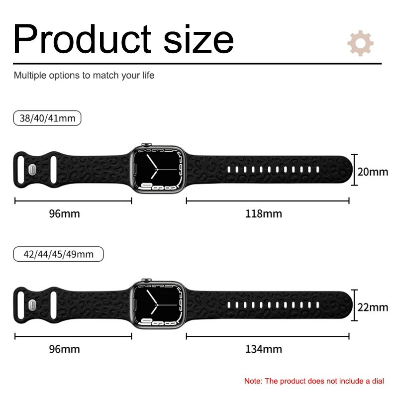 Κοίλο λουράκι σιλικόνης για iWatch Series 8 7 6 5 4 3 SE Leopard Χαραγμένο λουράκι για Apple Watch Band 38 40 42 44 45 49mm βραχιόλι