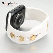 Decorație simplectică curea pentru Apple Watch Brățară din silicon Cuie decorative cu labe de metal pentru iwatch Accesoriu curea sport