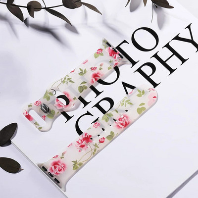 λουλούδι εκτύπωσης λουράκι σιλικόνης για λουράκι ρολογιού apple 45mm 41mm 44mm 40mm 42 38 mm ρολόι iwatch series 8 7 6 5 4 3 2 βραχιόλι