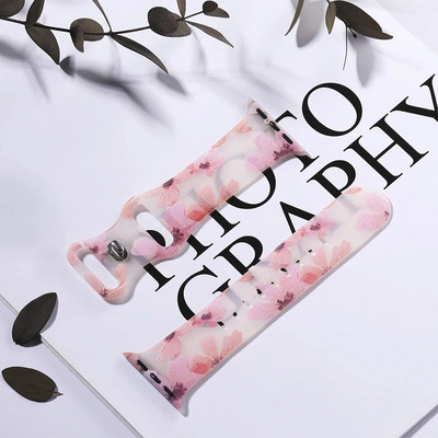 λουλούδι εκτύπωσης λουράκι σιλικόνης για λουράκι ρολογιού apple 45mm 41mm 44mm 40mm 42 38 mm ρολόι iwatch series 8 7 6 5 4 3 2 βραχιόλι