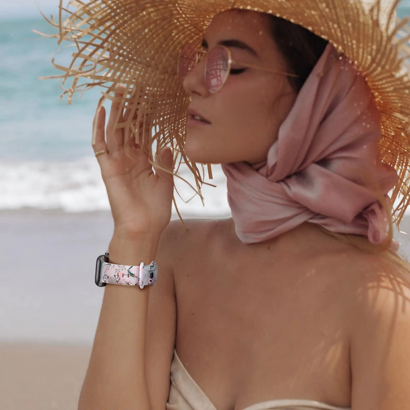 λουλούδι εκτύπωσης λουράκι σιλικόνης για λουράκι ρολογιού apple 45mm 41mm 44mm 40mm 42 38 mm ρολόι iwatch series 8 7 6 5 4 3 2 βραχιόλι