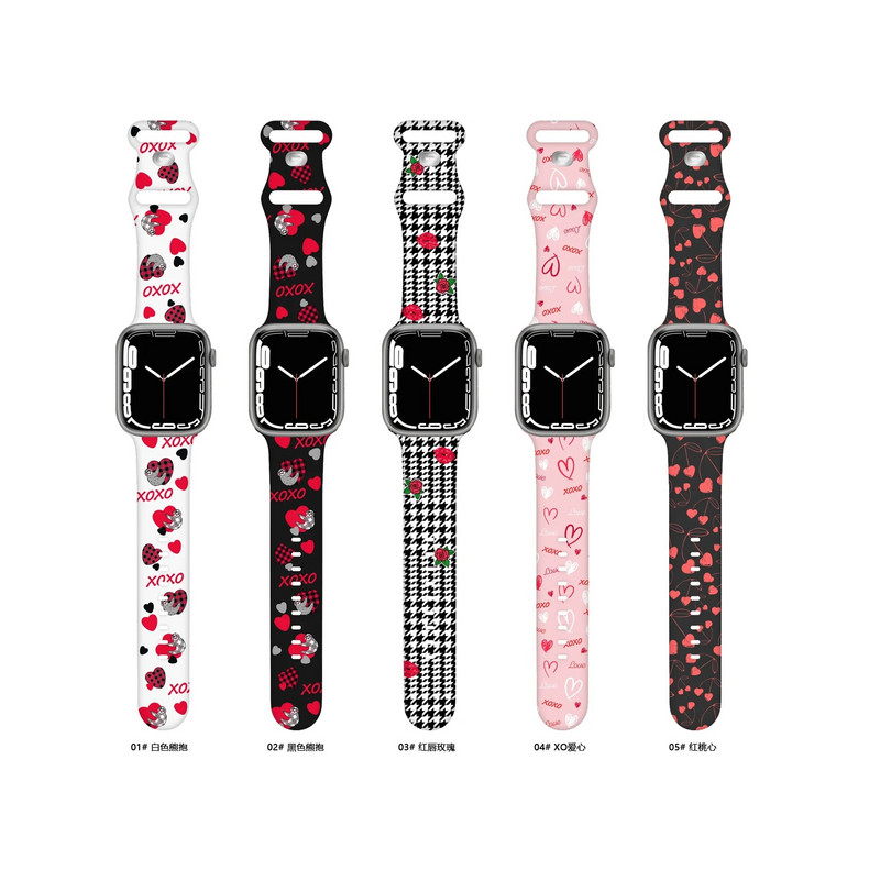 Lover Heart Rose Siksnas iWatch Ultra 49 38 40 41 42 44 45 mm Correa silikona siksniņa Apple Watch Series 9 876 SE 54 rokassprādzei