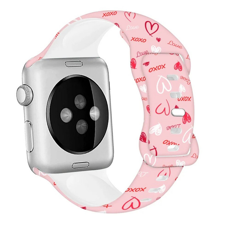 Lover Heart Rose Siksnas iWatch Ultra 49 38 40 41 42 44 45 mm Correa silikona siksniņa Apple Watch Series 9 876 SE 54 rokassprādzei
