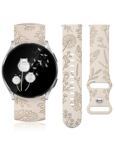 TOYOUTHS Dandelion Floral Engraved Band για Samsung Galaxy Watch 6/5/4 40mm 44mm Silicone Sport Solo Loop Strap for Active 2