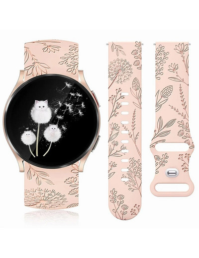 TOYOUTHS Dandelion Floral Engraved Band για Samsung Galaxy Watch 6/5/4 40mm 44mm Silicone Sport Solo Loop Strap for Active 2