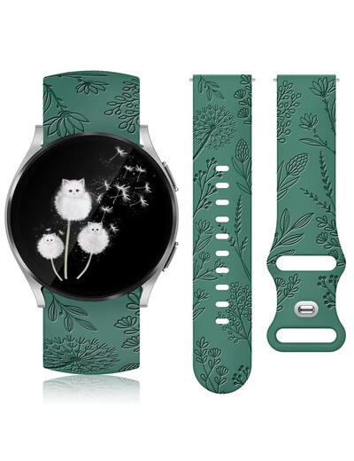 TOYOUTHS Dandelion Floral Engraved Band για Samsung Galaxy Watch 6/5/4 40mm 44mm Silicone Sport Solo Loop Strap for Active 2