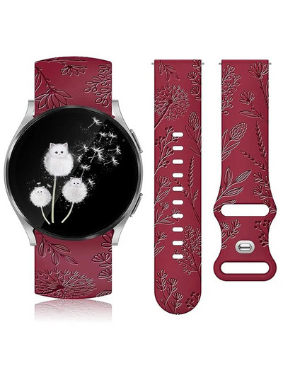 TOYOUTHS Dandelion Floral Engraved Band για Samsung Galaxy Watch 6/5/4 40mm 44mm Silicone Sport Solo Loop Strap for Active 2