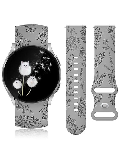 TOYOUTHS Dandelion Floral Engraved Band για Samsung Galaxy Watch 6/5/4 40mm 44mm Silicone Sport Solo Loop Strap for Active 2