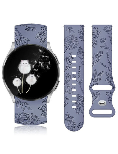 TOYOUTHS Dandelion Floral Engraved Band για Samsung Galaxy Watch 6/5/4 40mm 44mm Silicone Sport Solo Loop Strap for Active 2